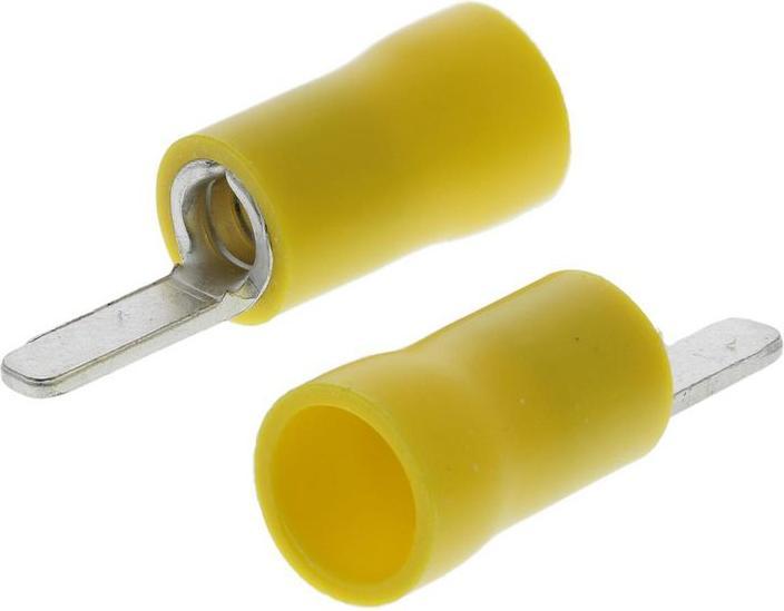 Actual product image RS PRO Insulated Crimp Blade Terminal 10mm Blade Length, 2.5mm² to 6mm², 12AWG to 10AWG, Yellow