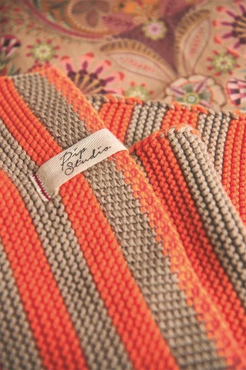Actual product image PIP Studio Bonsoir Stripe bedspread knitted Throw orange 130x170 (1pc) (130 x 170 cm)