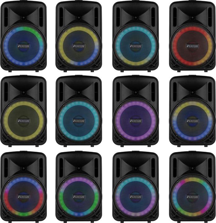 Immagine prodotto Fenton Speaker Bluetooth - FT10LED MK2 karaoke box met LEDâ€™s, accu en microfoon - Voor (Attivo)