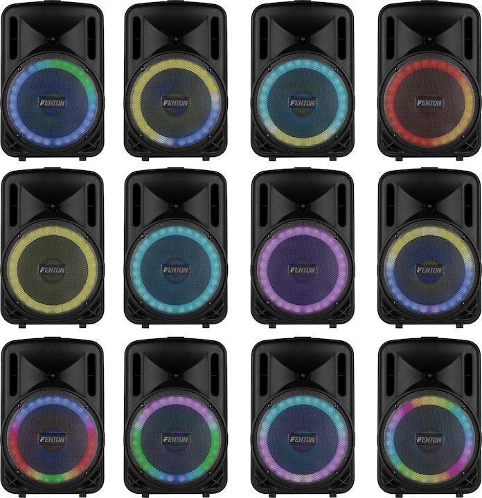 Produktbild Fenton Speaker Bluetooth - FT10LED MK2 karaoke box met LEDâ€™s, accu en microfoon - Voor (Aktiv)