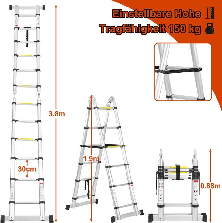 Produktbild Lospitch Teleskopleiter (Teleskopleiter, 380 cm)