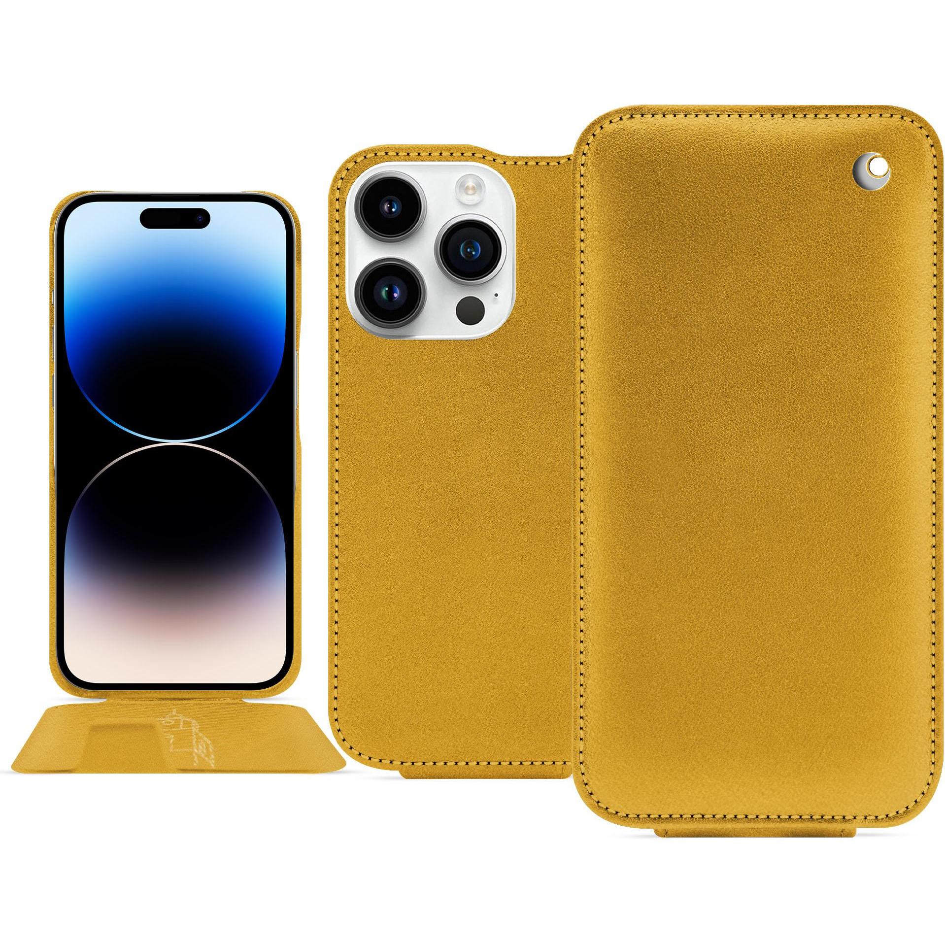 Noreve Lederschutzhülle vertikal (Apple iPhone 15 Pro), Smartphone Hülle, Orange