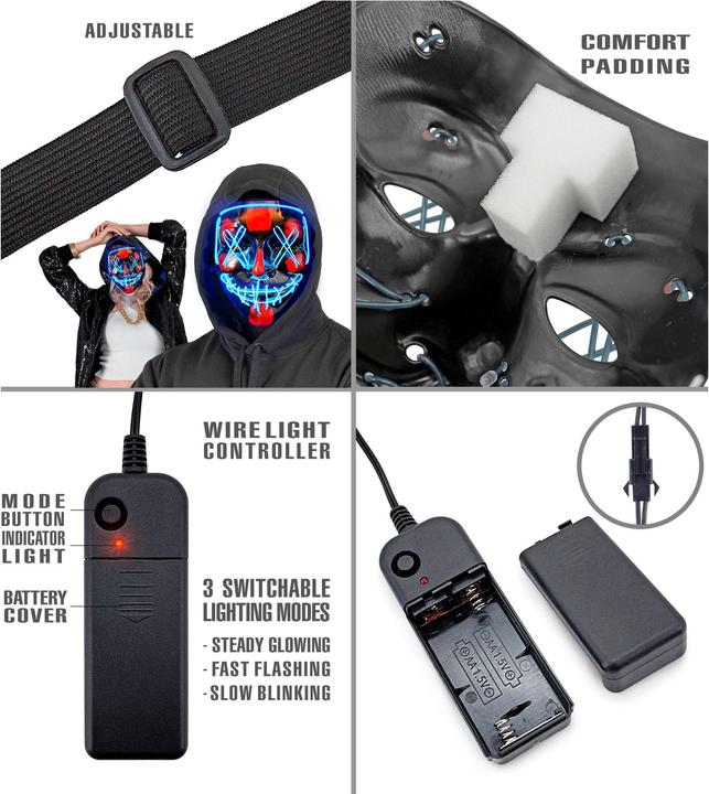 Immagine prodotto Widmann Inquietante maschera X con illuminazione a LED blu