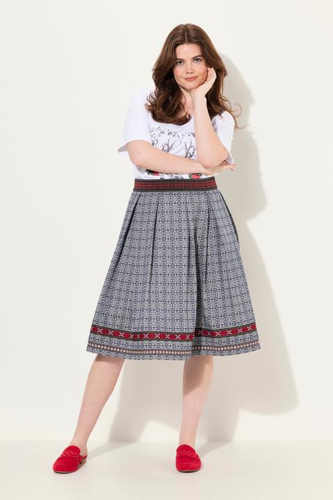 Produktbild Ulla Popken Trachtenrock, Jacquard, A-Linie, Zierband (62)