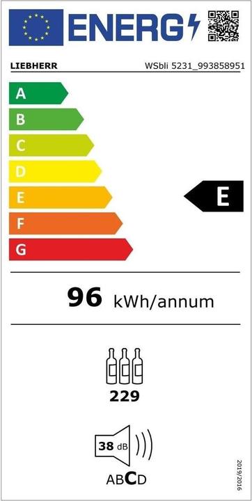 Label énergétique Liebherr Cave à vin GrandCru Selection WSbli 5231 noire
