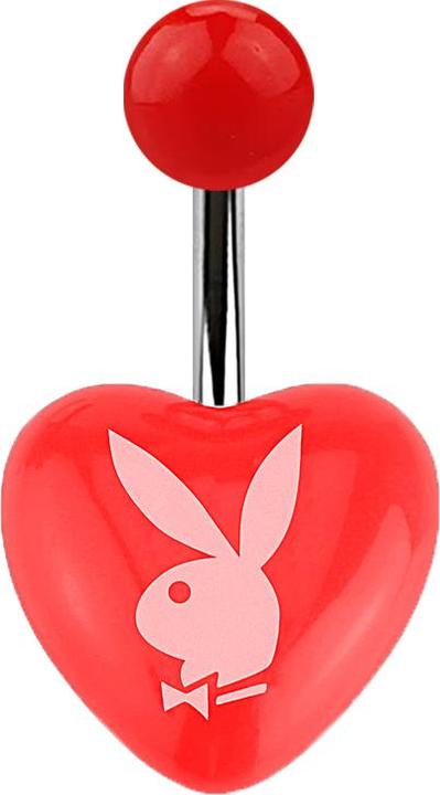 Produktbild Star Piercing Banane silber mit Herz rot und Playboy Bunny (ohne Messing, Chirurgenstahl 316L, Kunststoff)