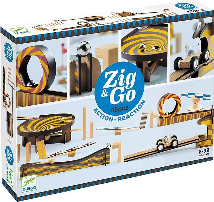 Actual product image Djeco Chain reaction game Zig & Go 45 pieces