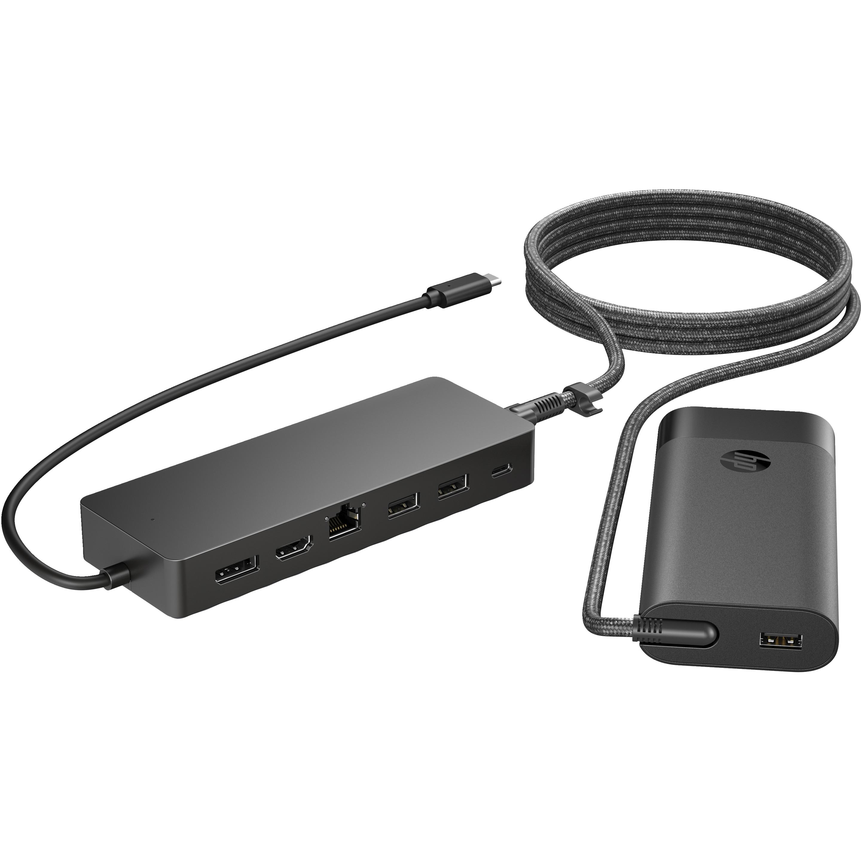 HP 9H0H9AA (USB-C, 7 Ports), Dockingstation + USB Hub, Schwarz