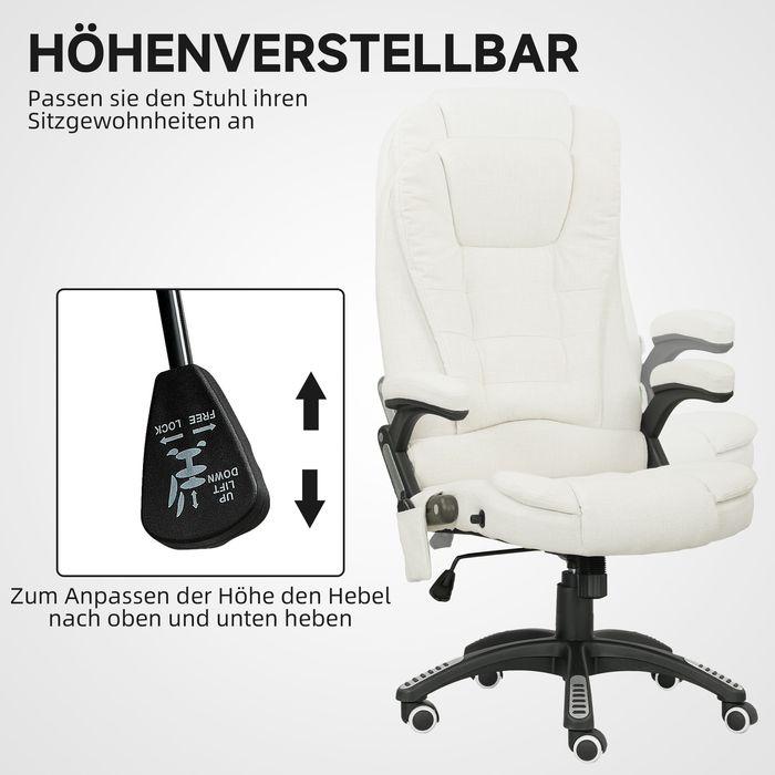 Produktbild Swisshandel24 Ergonomischer Schreibtischstuhl mit Massagefunktion, 68 x 72 x 110–120 cm, Cremeweiss (46 - 56 cm)