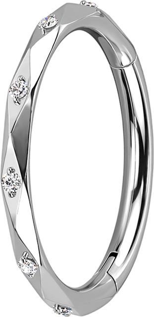 Actual product image Star Piercing Micro Segment Ring hinged silver faceted with crystals silver (without brass, Titanium)