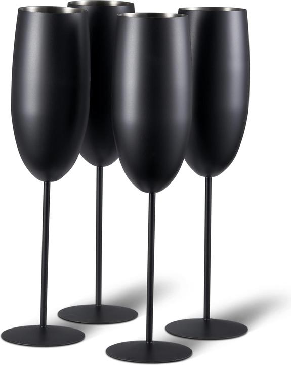 Image du produit Oak & Steel 4 verres à champagne en acier inoxydable Set cadeau (28.50 cl, 4 Verres, Flûtes à champagne)