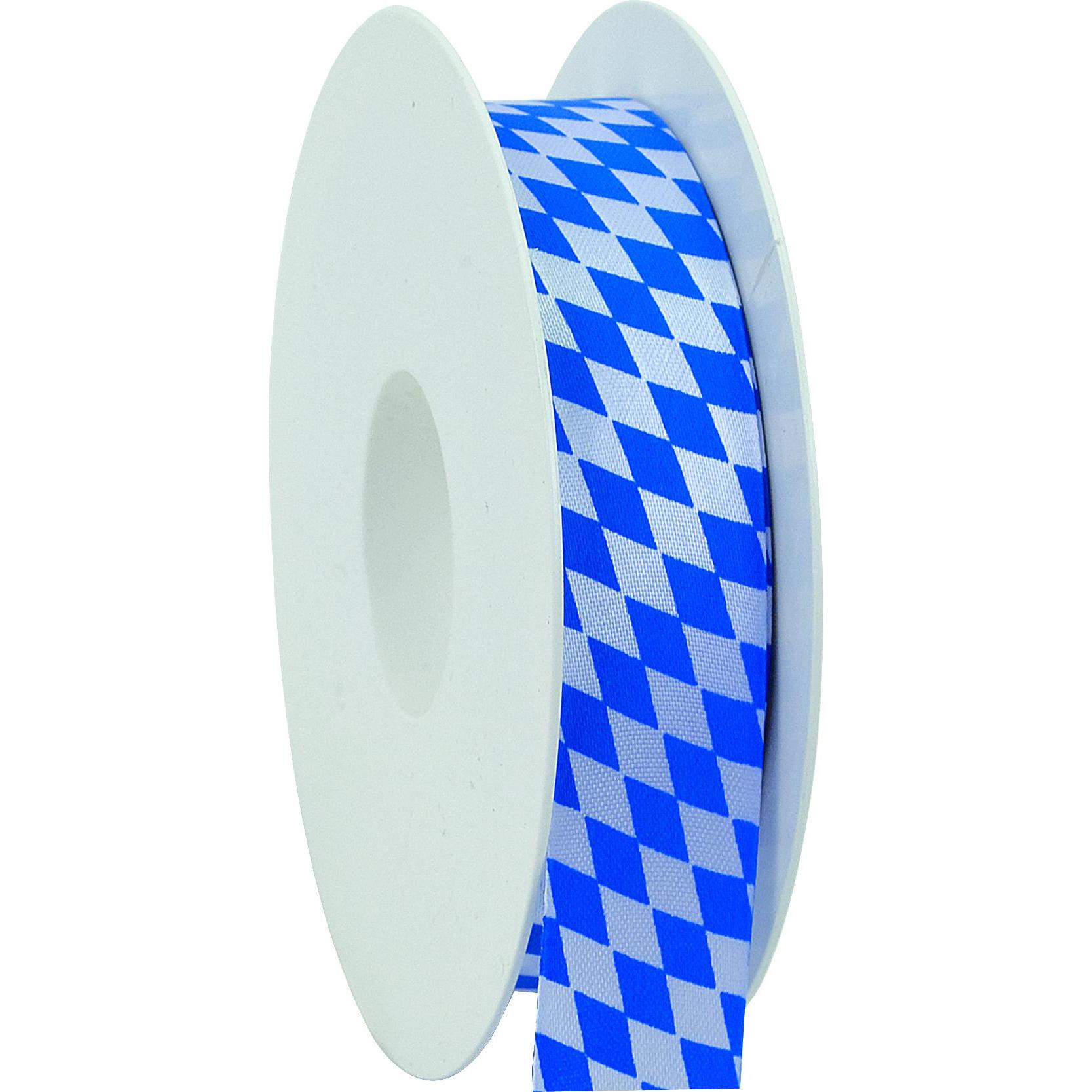 Goldina, Geschenkverpackung, Loy Rautenband 25mmx25m weiss blau (Geschenkband)