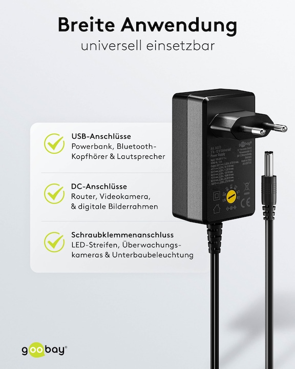 Actual product image Goobay Universal power supply unit
