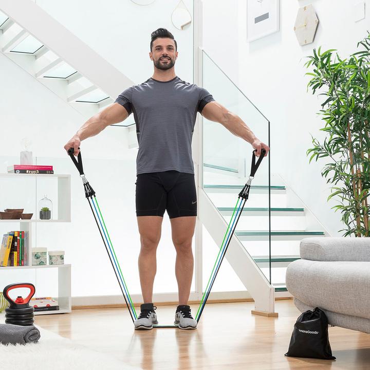 Productafbeelding InnovaGoods Set verstelbare rekbanden met accessoires en oefengids Tribainer 3 stuks (Medium)