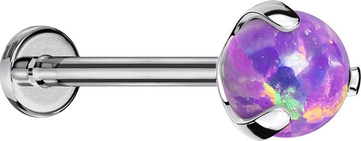 Image du produit Star Piercing Labret Micro Threadless argenté avec boule opale violette sertie (sans laiton, Titane)