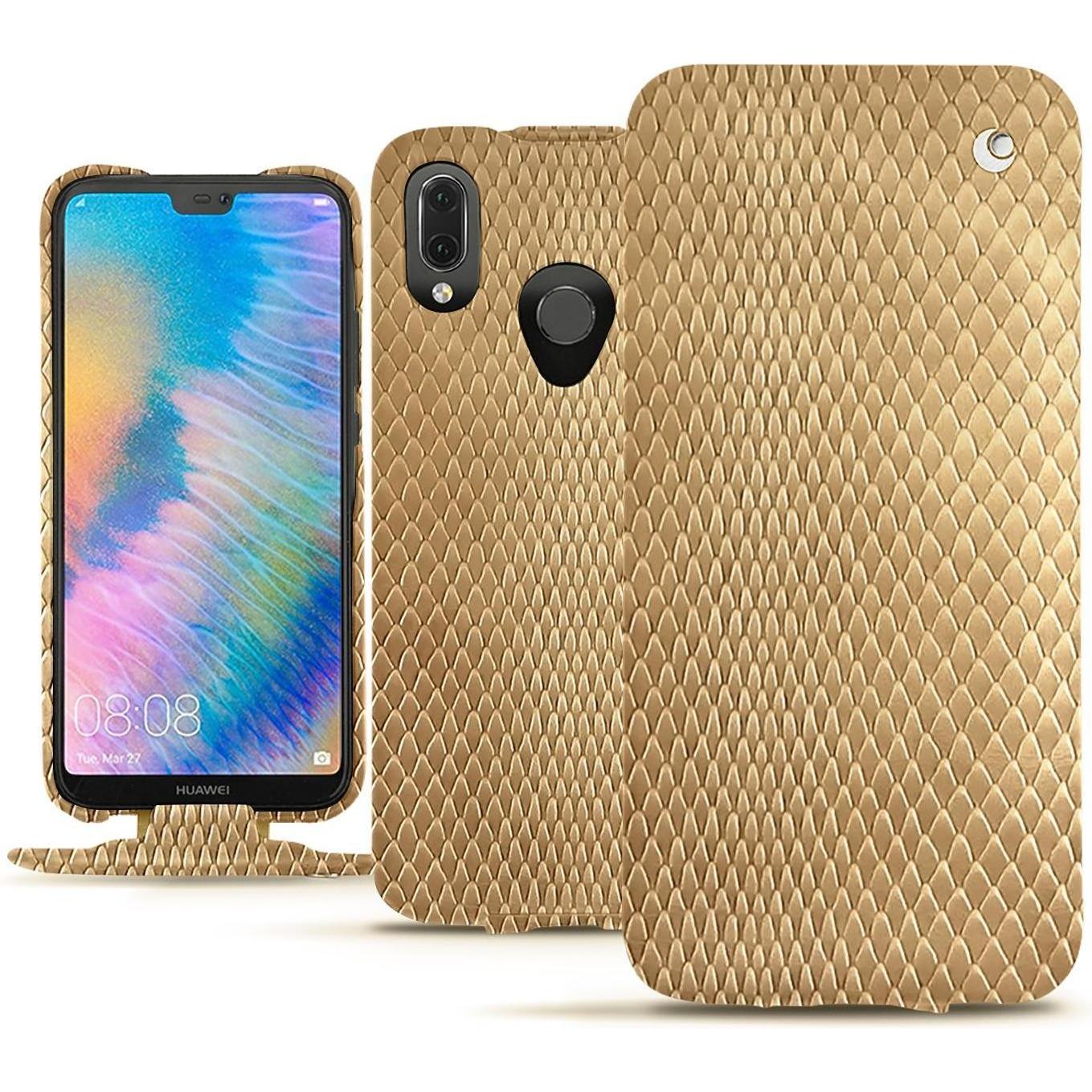 Noreve Lederschutzhülle vertikal (Huawei P20 Lite), Smartphone Hülle, Beige