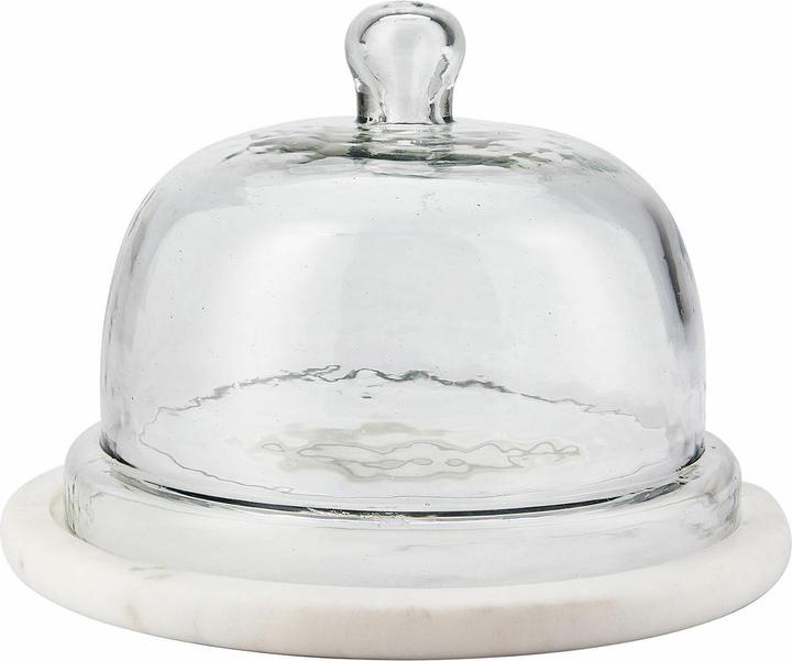 Immagine prodotto Loberon Vaso a campana in vetro con piatto Barnsdale chiaro/bianco