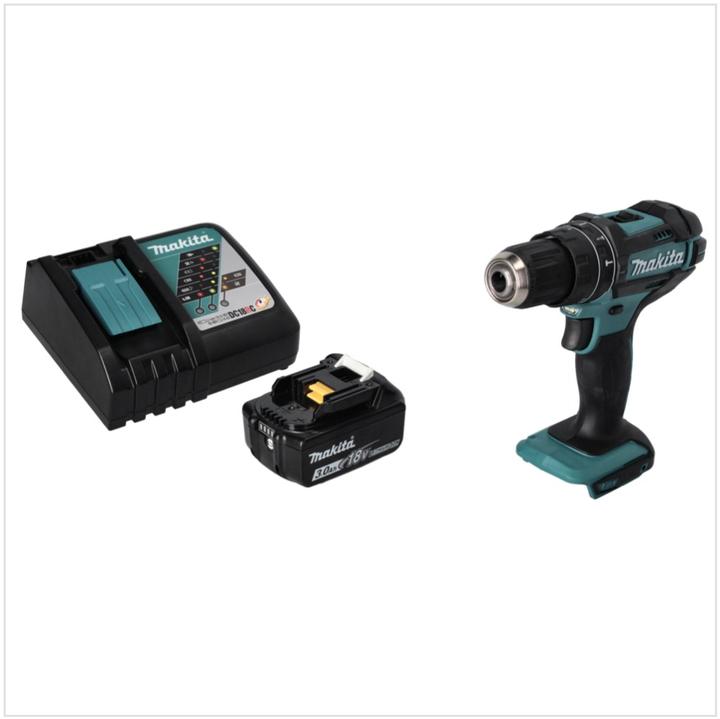 Produktbild Makita DHP 482 RF1 Akku Schlagbohrschrauber 18 V 62 Nm + 1x Akku 3,0 Ah + Ladegerät