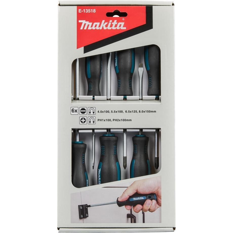 Makita, Cacciavite, Zubehör E-13518 Schraubendreher-Satz 6-teilig PH/SL PH1/PH2/SL4/SL5,5/SL6,5/SL8