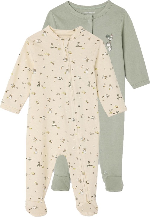 Vertbaudet Bio-Kollektion: 2er-Pack Baby Strampler mit Bauernhoftieren