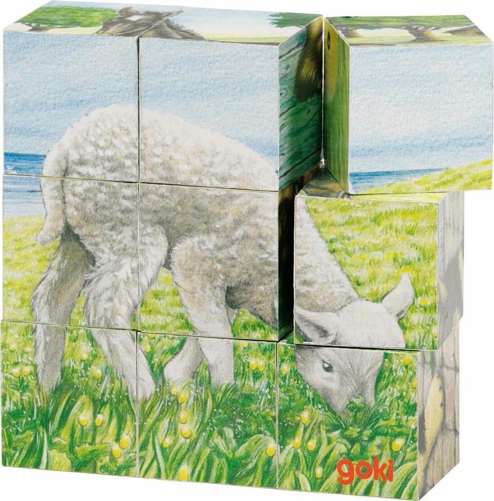 Produktbild Goki Holzblock Puzzle Bauernhof (9 Teile)