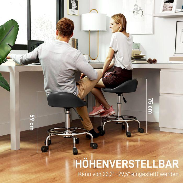 Actual product image Swisshandel24 Rollhocker höhenverstellbar mit Rückenlehne Drehhocker 59-75 cm Arbeitshocker