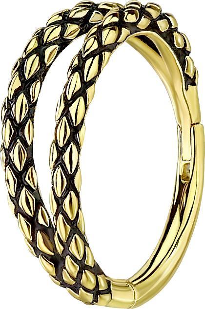 Actual product image Star Piercing Micro Segment Ring hinged gold plated two rings lizard skin (without brass, Surgical steel 316L)