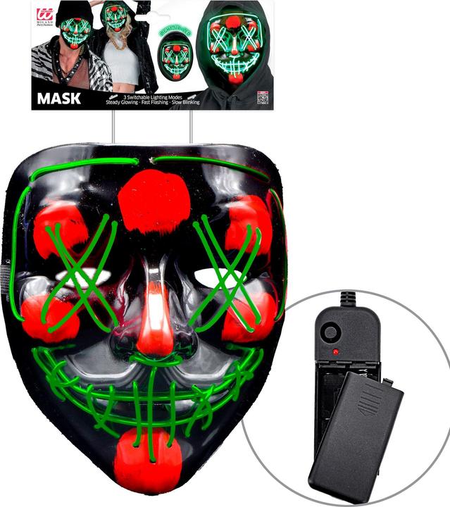 Widmann Inquietante maschera X con illuminazione LED verde