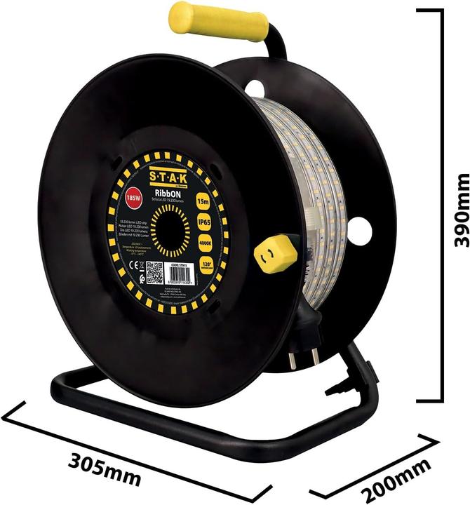 Immagine prodotto S.T.A.K Nastro LED IP65 25m 32000 lumen con avvolgitore, impermeabile per esterni (Luce del giorno, 2500 cm, Esterno)