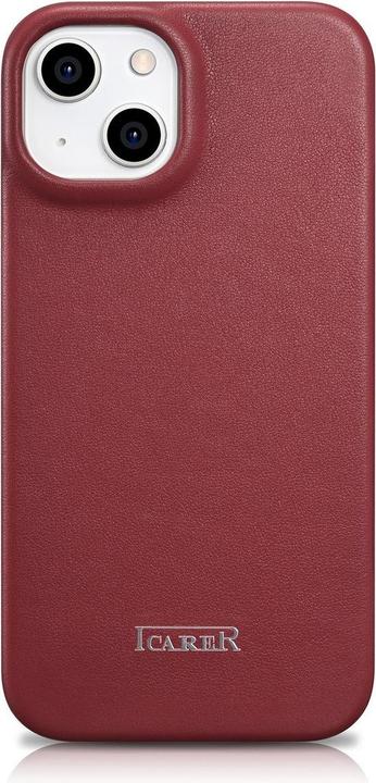 Actual product image iCarer CE Premium Leather Folio Case iPhone 14 Plus Magnetic Flip Leather Folio Case MagSafe Red (WM (Apple iPhone 14 Plus)