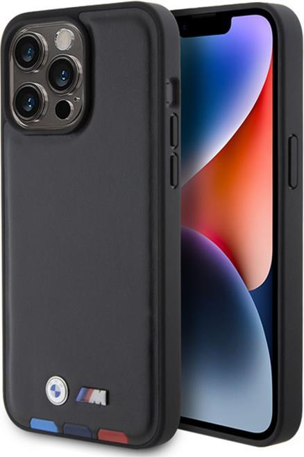 BMW BMHCP15X22PTDK iPhone 15 Pro Max 6.7" czarny/black Leather Stamp Tricolor (Apple iPhone 15 Pro Max)