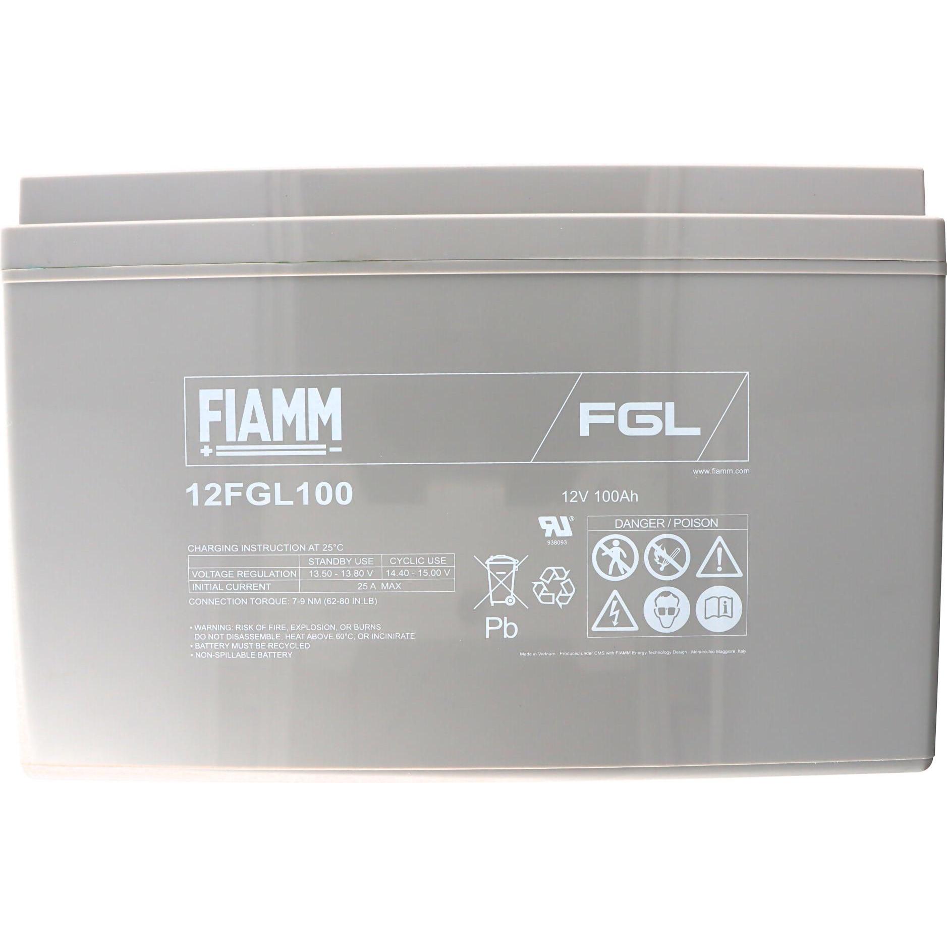 Thumbnail - Fiamm, Versorgungsbatterie, 12FGL100 Blei Akku mit M6 Schraubanschluss 12V, 100000mAh (12 V, 100 Ah)