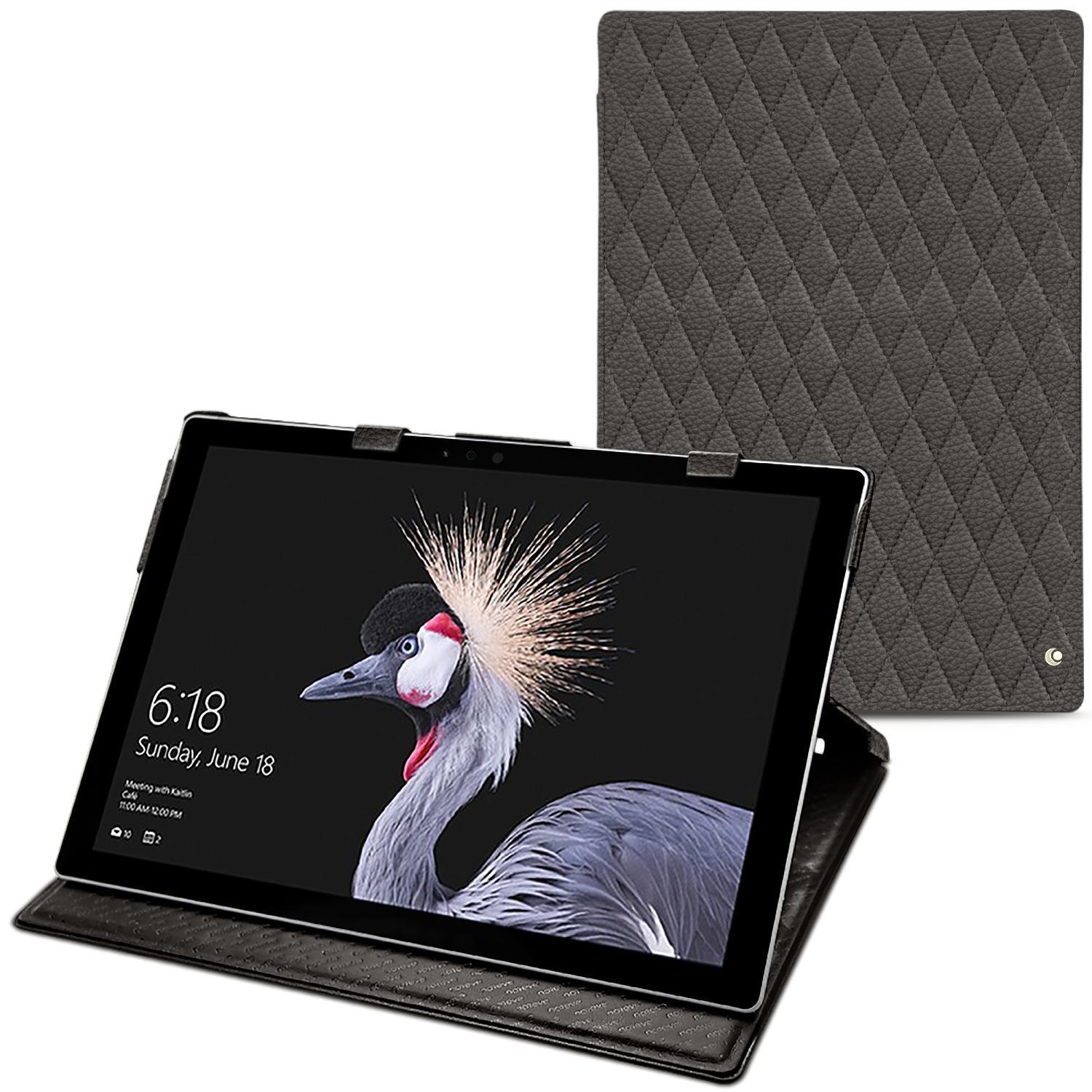 Noreve Lederschutzhülle vertikal (Surface Pro (2017)), Tablet Hülle, Grau