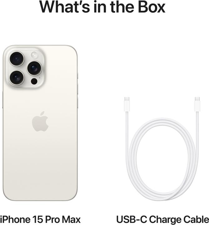 Immagine prodotto Apple iPhone 15 Pro Max (256 GB, Titanio bianco, 6.70", SIM + eSIM, 48 Mpx, 5G)
