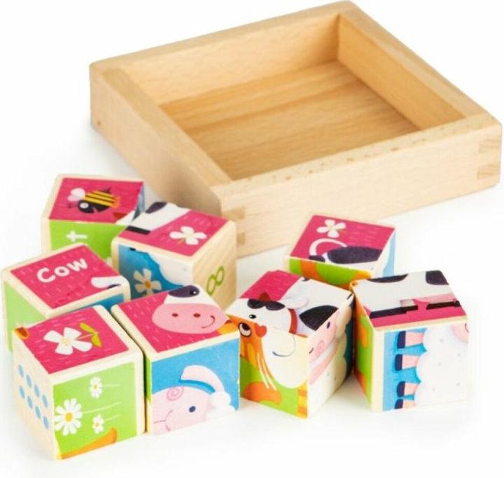 Produktbild EcoToys Holzwürfel Tiere, 8 Würfel