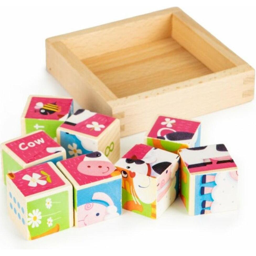 Thumbnail - EcoToys Holzwürfel Tiere, 8 Würfel