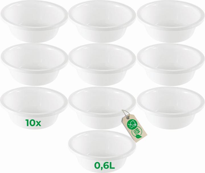 Produktbild Novaliv 10x Spülschüssel Rund 0,6L, D16 cm, Weiss, BPA-frei & Spülmaschinenfest – Ideal für Küche und