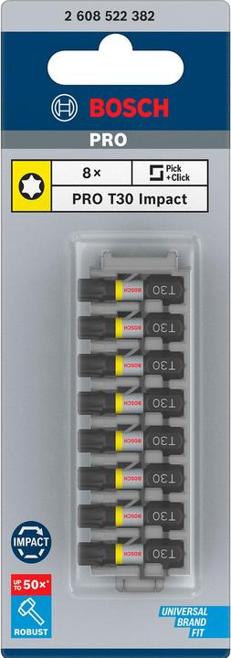 Actual product image Bosch Zubehör PRO Torx Impact Bit, T30, 25 mm, 8 pcs. (Hexagon socket TX M30)