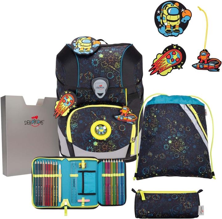 Actual product image Derdiedas ErgoFlex Tiny Exklusiv LED School Backpack Set 5-Piece Crazy (21 l)