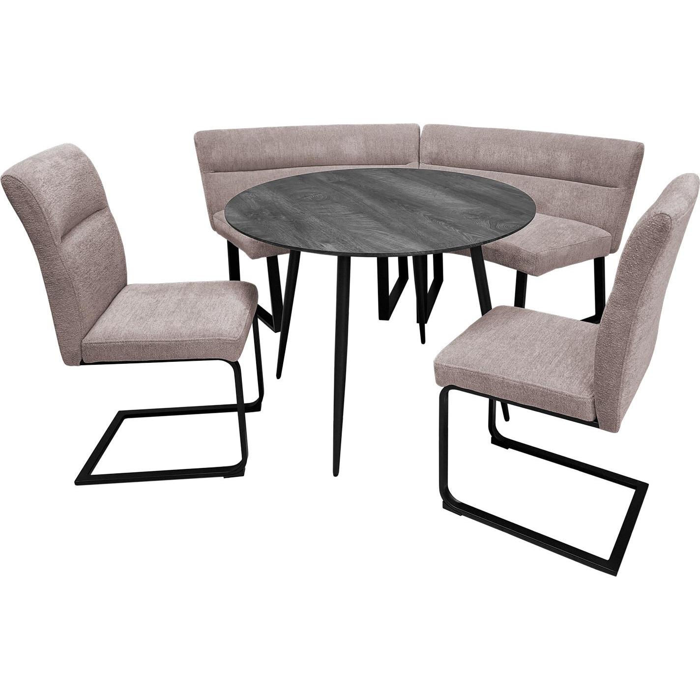HTI-Living, Esstisch, Sitzgruppe Liron Tisch mit Eckbank und 2 Stühlen Cappurro (100 x 76 x 100 cm)
