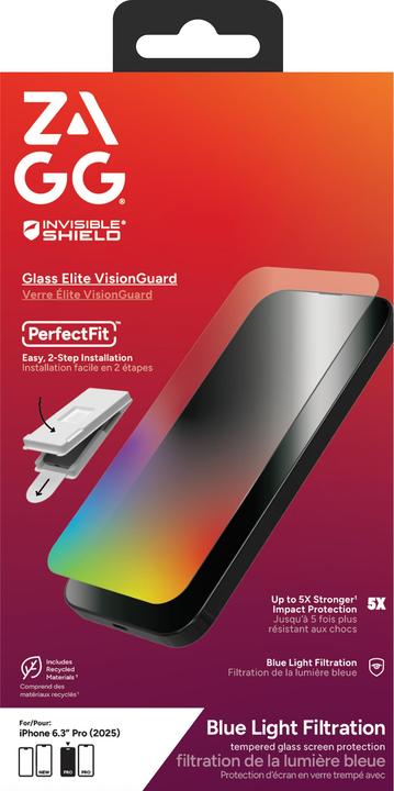 Actual product image Zagg InvisibleShield Glass Elite VG Screen Protector For Apple iPhone 17 Pro (1 pcs., Apple iPhone 17 Pro)