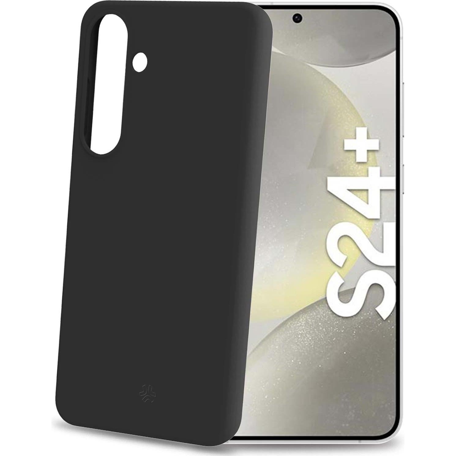 Celly Nero Coperchio In Gomma Morbida Cromo 5G - (Samsung Galaxy S24+), Cover Smartphone,