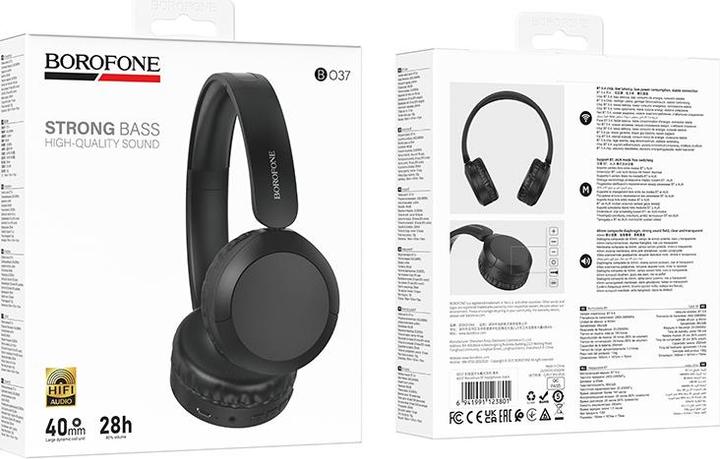 Immagine prodotto Borofone BO37 Marvellous Bluetooth-Kopfhörer schwarz (28 h, Senza fili)