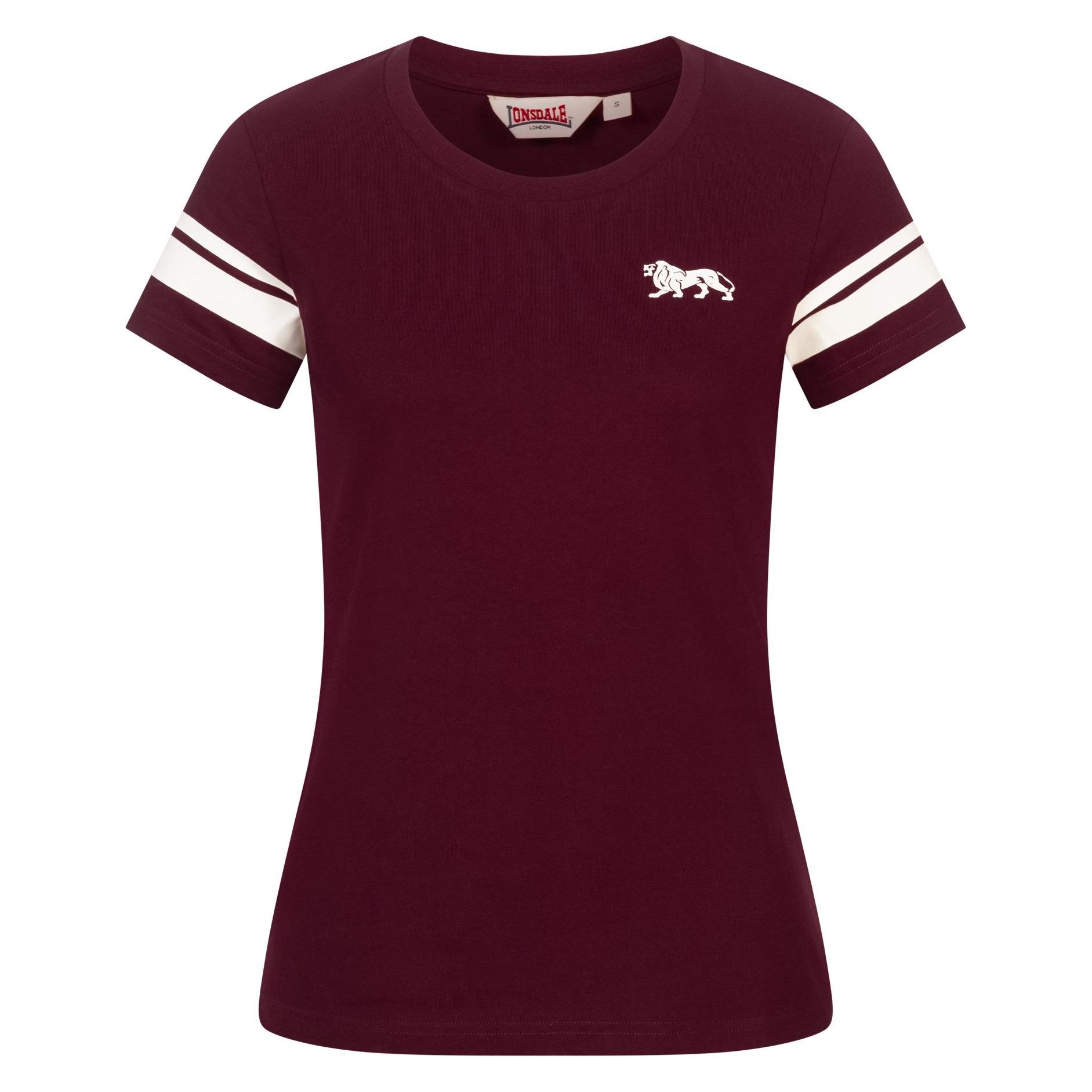 Lonsdale, Damen, Shirts, Corton, Rot, Mehrfarbig, Weiss, (L)