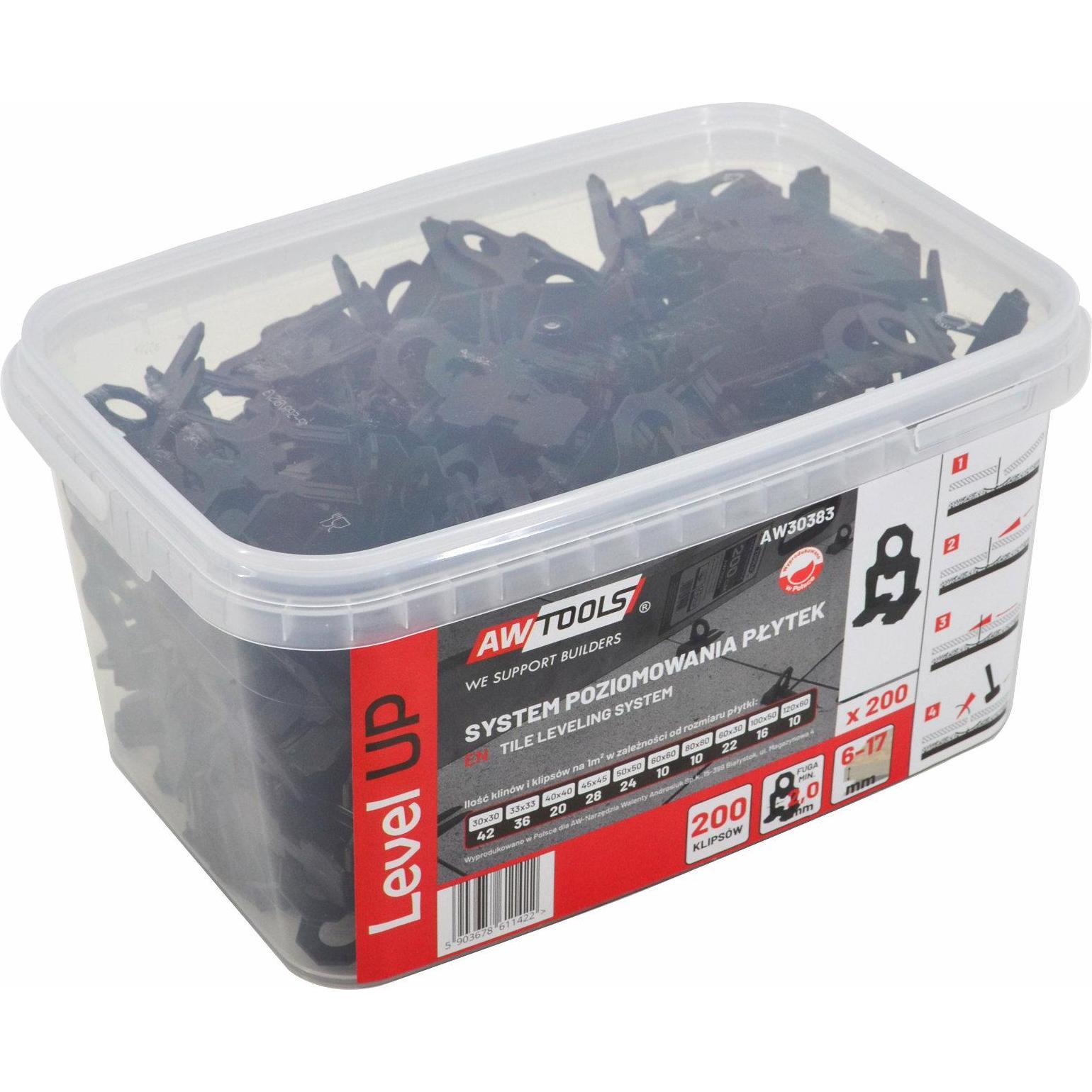 Awtools, Zubehör Verlegematerial, SYSTEM POZIOMOWANIA PŁYTEK LEVEL UP 1,5mm - 6-17mm - KLIPS 200szt.