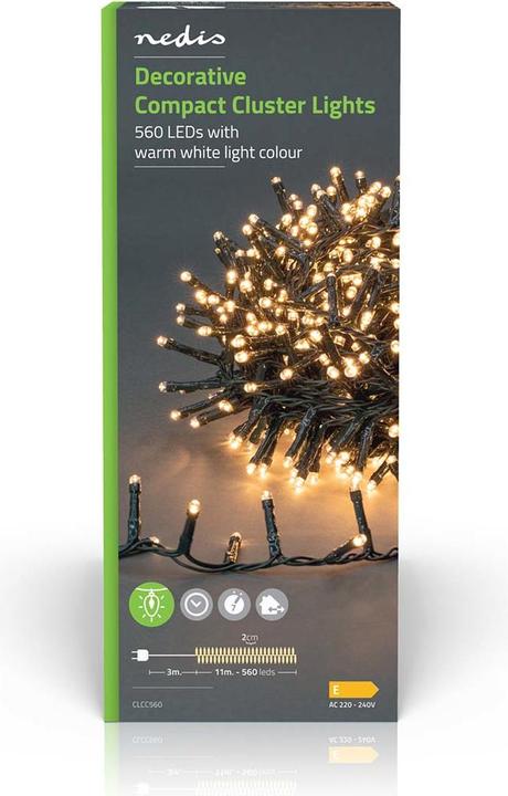 Produktbild Nedis Dekorative Lichter | Kompakter cluster | 560 LED's Warmweiss | 11.2 m | Lichteffekte: 7 | Inne (11.20 m)