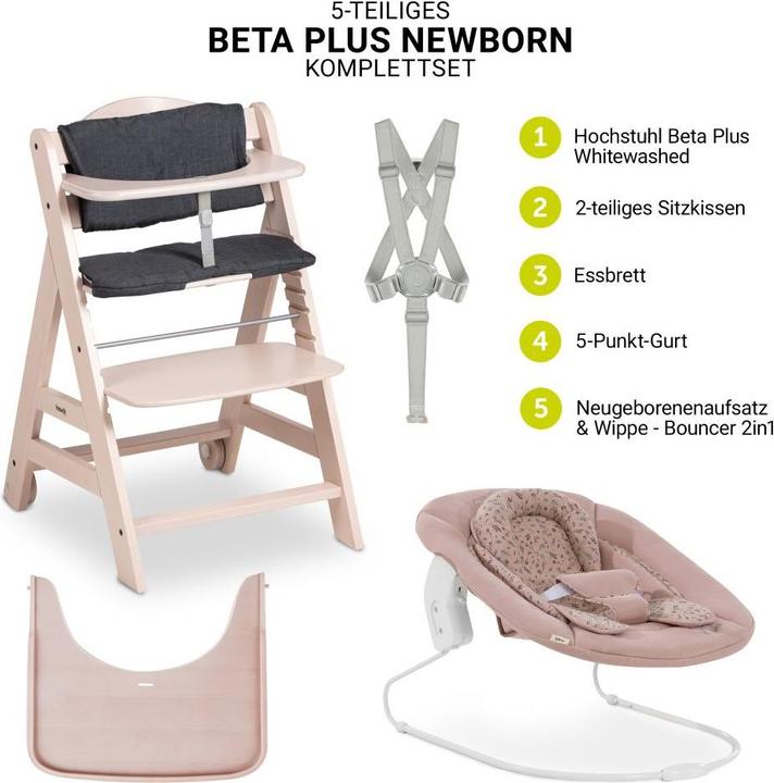 Immagine prodotto Hauck Seggioloni Beta Plus Set neonato 5 pezzi bianco - Seggiolone (Seggiolone)