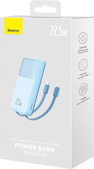 Produktbild Baseus Powerbank Comet with USB to USB-C cable, 10000mAh, 22.5W (blue) (10000 mAh, 22.50 W, 22.50 Wh)
