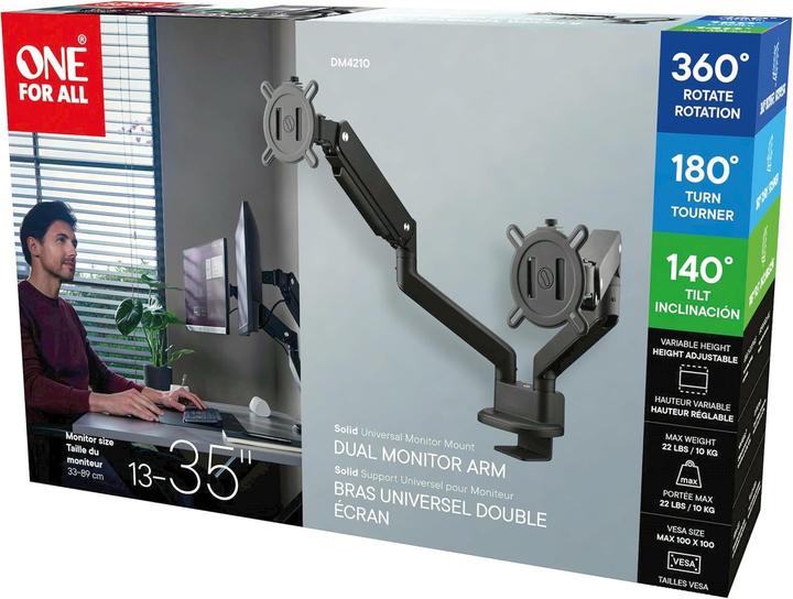 Produktbild One for All Monitor Halterung Solid Dual Black DM 4210 (Tisch, 35", 10 kg)
