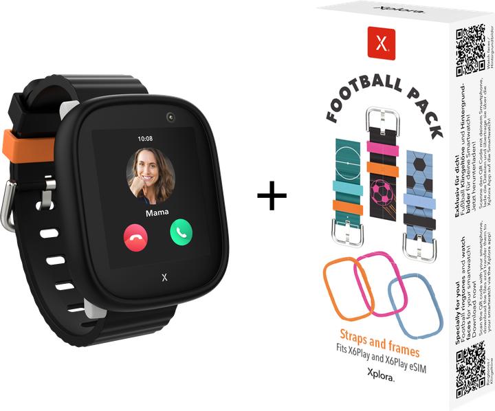 Xplora X6 Play - Black (Europe Sim Free) inkl. Straps and Frames - Football (42.40 mm, 4G)